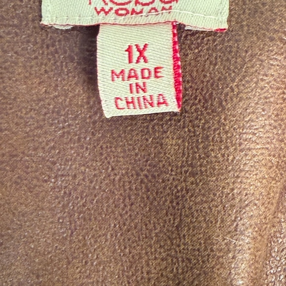 Reba Woman Faux Leather Western Jacket Brown 1X Plus Size Embroidered Studded - Picture 5 of 8